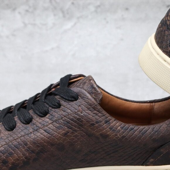 FRYE Ivy Low Womens Size 8M US Dark Brown Snake Embossed Leather Shoes Sneakers‎ - Picture 8 of 13
